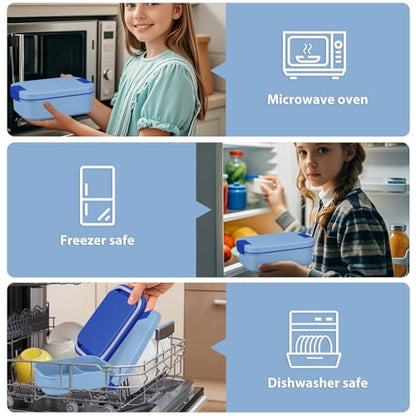 Large Bento Lunch Box Set for Adults Kids Women with 10.5oz Soup Thermo,Coffee Tumblers Men Girls Boys Teenagers Leak-Proof Lunch Food Containers with Lunch Bag - color: Blue