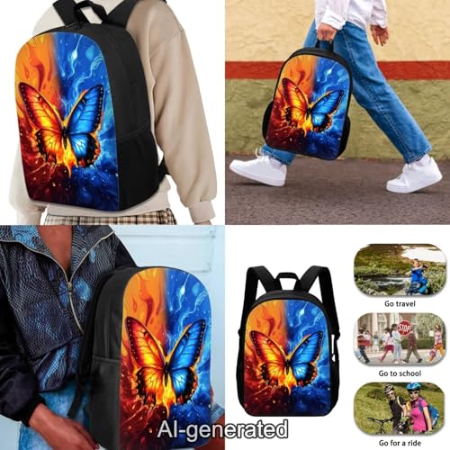 Cool Butterfly Kids Backpack Set Girls 3 PCS Kids Backpack with Lunch Box Pencil Case Large Capacity Bookbag Casual Daypack for Elementary School Students - color: Cool Butterfly