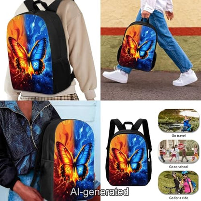Cool Butterfly Kids Backpack Set Girls 3 PCS Kids Backpack with Lunch Box Pencil Case Large Capacity Bookbag Casual Daypack for Elementary School Students - color: Cool Butterfly