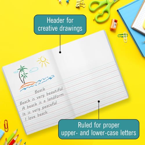 EXTRIC Primary Composition Notebook K-2, 6 PK Primary Journal 200 Pages - size: 6