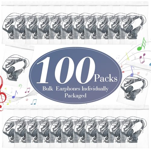 Kanayu 100 Packs Earbuds Bulk Basic Student Earphone Individually Bagged 3.5 mm Headphones for Schools Classrooms Library Teens Gift(Grey) - color: Grey