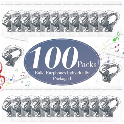 Kanayu 100 Packs Earbuds Bulk Basic Student Earphone Individually Bagged 3.5 mm Headphones for Schools Classrooms Library Teens Gift(Grey) - color: Grey