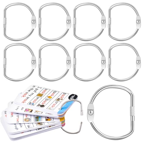 Dunzoom 8 Pack 2 Inch Loose Leaf Binder Rings Metal D-Shaped Rings with Nickel Plated Steel for Index Cards Keychain Washi Tape Receipts Memos Files DIY Photos Craft Supplies - size: 2 Inch