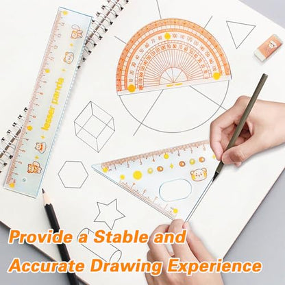 7Pcs Geometry Set for Students – Math Protractor, Compass Geometry Tool, Ruler & Mechanical Pencil, Back to School Math Kit for Kids, School Supplies for Classroom, Drafting Tools with Case