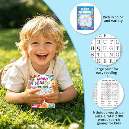 Elfew 20 Pack Bulk Small Word Search Puzzle Books for Kids Ages 4-8 8-10 | Over 2500+ Words, Answer Keys Included, Educational Vocabulary Activity Workbooks, Travel Screen Free Learning Games - style: 20 Word Search Book