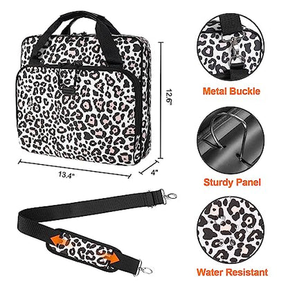3 Ring Zipper Binder Inch D-Ring, with Strap 600 Sheet Capacity & Multi-Pockets School and Office Organizer, Compatible 13-Inch MacBook (Patent Design Leopard) 3Inch-D-ring - color: Leopard, size: 3Inch-D-ring