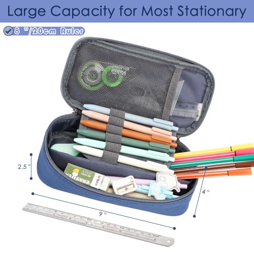 FlowFly Large Capacity Pencil Case for Kids, Boys & Girls – Zippered Multi-Functional Pen Pouch, Soft & Portable Pencil Bag for School, Teens, Students, Cyan - color: Cyan