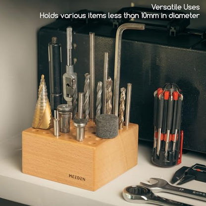 MEEDEN 2Pcs Beechwood Pencil and Brush Holders: 36 Holes Paint Brush Storage Organizer & Holder Rack - Wood Block Pencil Holder for Paintbrushes, Pens and Art Tools - Paint Brush Holder Display Stand - size: 2-PACK