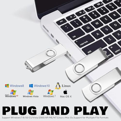 Flash Drive Bulk 8GB USB 20 Pack FEWINA USB2.0 USB Drives Pack Thumb Drive Bulk Swivel Memory Stick Zip Drive for Storage and Backup White 20PCS 8GB