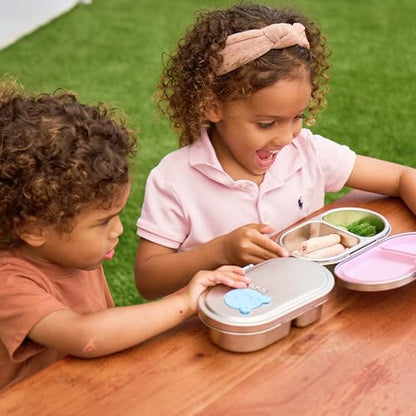 Good Bare Stainless Steel Snack Container for Kids | 2-Compartment Metal Bento Box | Removable Silicone Seal, BPA-Free | Leak-Resistant, Dishwasher Safe | Updated Easy-Open Latch - color: Lavender Mist