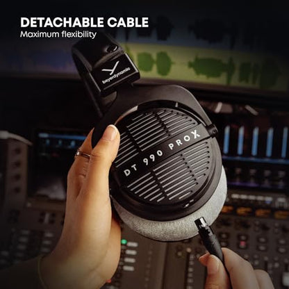 beyerdynamic DT 990 Pro X 48옴 유선 오버이어, 오픈 백 전문 녹음 스튜디오 모니터 헤드폰, 믹싱, 편집, 중요 청취, DJ 스테레오 헤드셋, 독일산, 블랙, 그레이