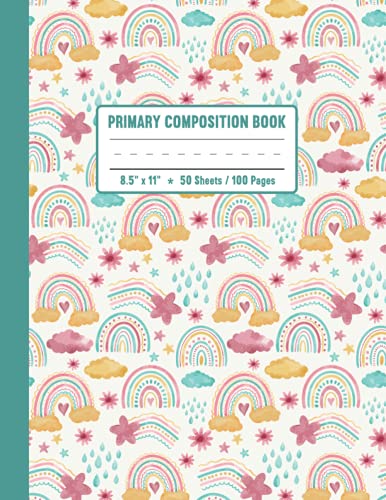 Primary Composition Book: with Drawing Space and Dotted midline for Grades k-2 (1/2 Ruling Sheets with Picture Story)