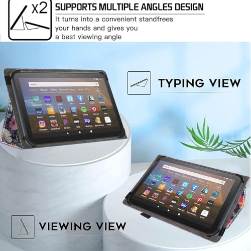 Universal 10 10.1 Inch Android Tablet Case,Slim Folding Stand Cover for All 9"-10.5" Touchscreen Tablet Case with Stylus Pen Holder,Flower Deer - color: Flower Deer