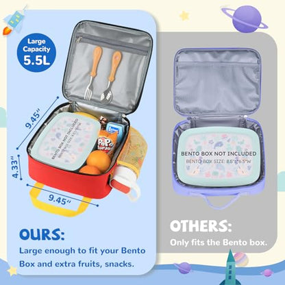REDSHELL Lunch Box Kids, Large Insulated Lunch Bag for Boys Girls, Red Blue | Tactical Style, Cooler Lunchbag, Square Toddler Lunchbox, School & Daycare, Lunch Tote, Water Bottle Holder, Adjustable Strap - color: Red & Blue
