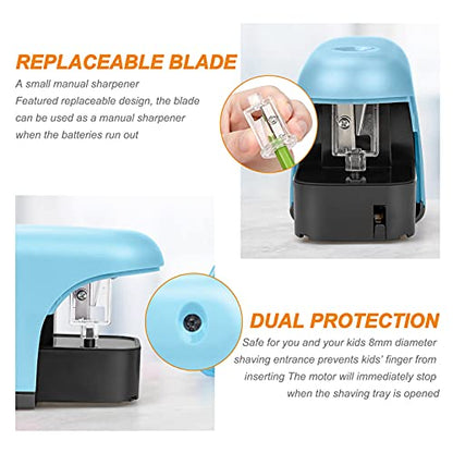 Eagle Electric Pencil Sharpener, Battery Powered Sharpener, LED Light Shinning During Sharpening, Portable, with Reusable and Replaceable Blade, Suitable for Kids, Ideal School Office Supplies(Blue) - color: Blue