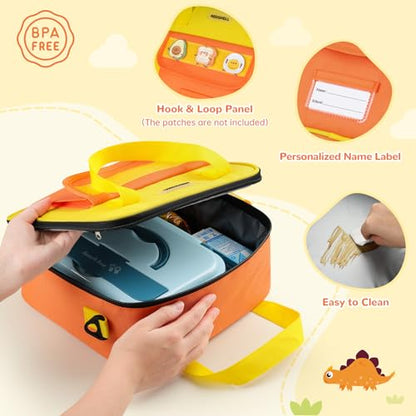 REDSHELL Lunch Box Kids, Large Insulated Lunch Bag for Boys Girls, Orange | Tactical Style, Cooler Lunchbag, Square Toddler Lunchbox, School & Daycare, Lunch Tote, Water Bottle Holder, Adjustable Strap - color: Orange