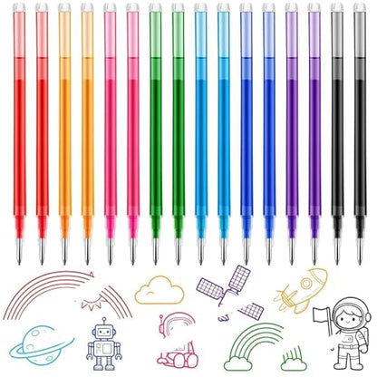 16Pcs 0.7mm Colorful Erasable Gel Ink Pen Refills Compatible with Frixion | for Friction, Replaceable Medium Fine Point Clicker Refill Stationery - color: 8colors 16pcs