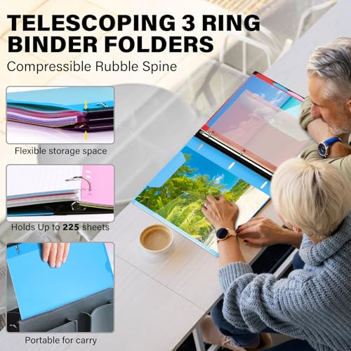 WOT I Telescoping Project Organizer 2-Pack, Refillable Binder with Dividers and Pockets, 13 Pocket Folders, 1 Inch 3 Ring Binder, Blue - color: Blue, size: 2 Pack