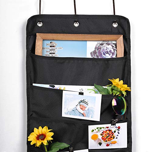 Heavy Duty 10 Pocket Door Hanging File Organizer, Black Wall Storage Pocket Charts with 3 Hangers, Great for Classroom, School, Home or Office Use (10 Pocket) - size: 10 Pocket
