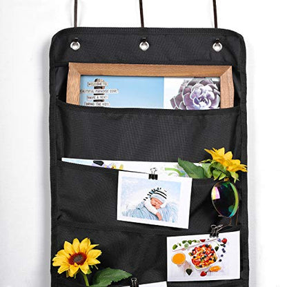 Heavy Duty 10 Pocket Door Hanging File Organizer, Black Wall Storage Pocket Charts with 3 Hangers, Great for Classroom, School, Home or Office Use (10 Pocket) - size: 10 Pocket