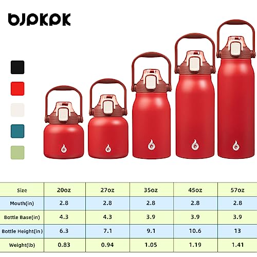 BJPKPK Insulated Water Bottles with Straw, 20 oz Cute Water Bottles with Handle, BPA Free Stainless Steel Metal Jug, Easy Carry Flasks for Men & Women, Red - color: 20 ozRed, size: 20 Ounces
