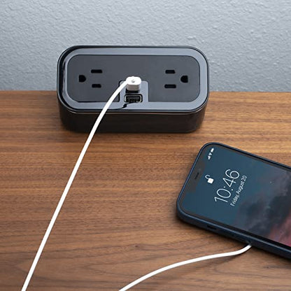 CubieMini - Tabletop Power Strip Charging Station with Outlets and USB Ports - color: Gloss Black