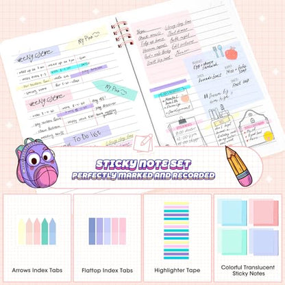 Bible Study Supplies Journaling Kit with Pen Case,12 Pastel Highlighters,5 Black Ink Gel Pens, 6 Mechanical Pencils 0.5 & 0.7mm,Sticky Note Index Tab and So on for bible study - color: Pink