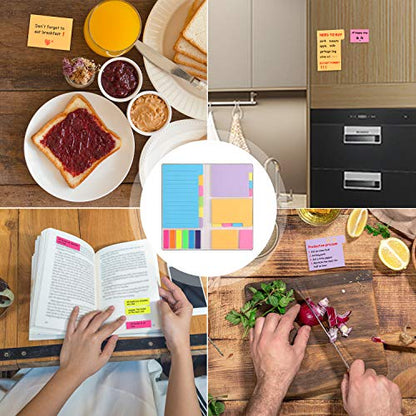 Sticky Notes Set, Post Self-Stick Notes Pads for Journaling Notebook Planner Study, Office Supplies College Essentials Back to School Supplies for High School Students Teen Girl Gifts Preppy Stuff - color: Candy