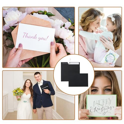 Silunkia 100 Packs Black Blank Flat Cards and Envelopes 5 x 7 Heavyweight Single Panel Cardstock and A7 Envelopes Self Seal for DIY Wedding Invitations, Party, Thank You Cards, Mailing - color: Black, size: 5x7-100pcs