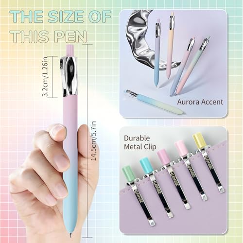 YOXMJDB 5 Pcs Gel Pens, 0.5mm Black Ink Fine Point Quick-Drying Retractable Pens with Metal Clip, Smooth Writing Pens for School & Office, Journaling & Note Taking (5 Pcs Z4 Aurora) - color: 5 Pcs Z4 Aurora