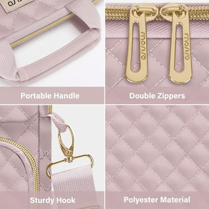 MOSISO 12.9 inch Tablet Sleeve Bag for iPad Pro 13 M4&iPad Air 13 M3 M2,iPad Pro 12.9 M2 M1 6/5,Surface Laptop Go 12.4,Galaxy Tab S8+/S9+ 12.4,Square Quilted Carrying Case with 2 Pockets, Pink - color: Pink, size: 12.9 inch