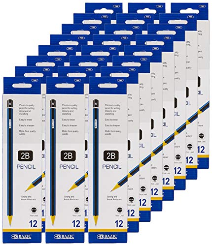 BAZIC #2B Premium Wood Pencil (12/Pack) (Case of 24) - size: 1 Count (Pack of 24)