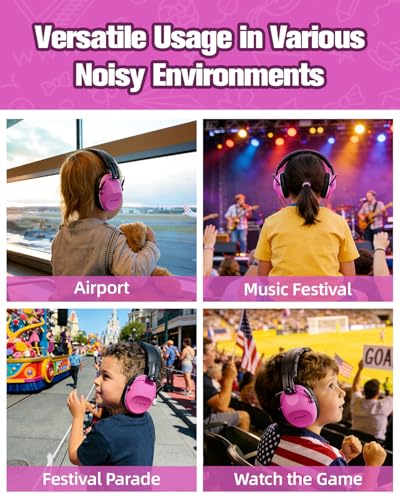 ZOHAN 032 Kids Noise Canceling Headphones - 25dB NRR Kids Ear Protection Earmuffs for School, Monster Jam, Fireworks, Travel, Air Show, Concert, Autism - Pink - color: 1pack - Pink 1.0