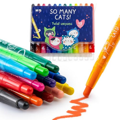 M&G Stocking Stuffers,12 PCS Twist Gel Crayons for artists,Non-Toxic Crayon Set for Glass and Paper with Clear Plastic Crayon Case, Holiday & Christmas Gift - color: 12 colors