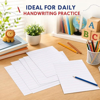 OBUSATT Kindergarten Practice Paper Raised Line Primary Writing Paper with 0.5inch Spacing Multi-Sensory Wide Line Kindergarten Handwriting Tablet for Kids Teachers, 8.5 x 11 Inch（120 Sheets）