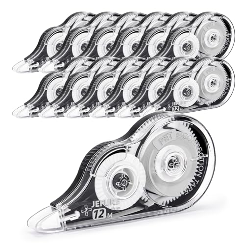 12 Pcs Correction Tape, 39.37 Ft White Wrong Out Tear-Resistant Bulk, Instant Corrections Easy to Use Applicator for School, Office, Note Taking, Journal (Tape Width 0.2 in，Clear) - size: 1 Count (Pack of 12)