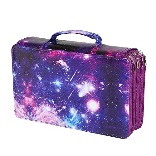 bxgap Portable Colored Printing Pattern Pencil Case 300 Slots Pen Pencil Bag Organizer with Handy Wrap Portable- Multilayer Holder for Colored Pencils - color: Purple, size: 300