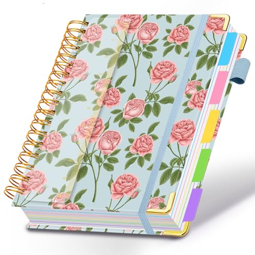 Spiral Journal Notebooks for Work, 300 Pages 5 Subject Notebook College Ruled with Dividers & Tabs, A4 Notebook Journal for Women Students Note-Taking and Organizer (Blushing Rose) - color: Blushing Rose, size: 8.5''x 11''