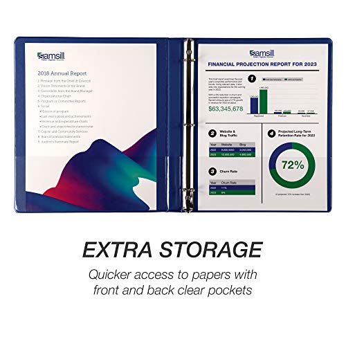 Samsill 4 Pack Durable 0.5 Inch 3 Ring Binders, Round Ring, Clear View Cover for Presentations, Blue - color: Blue, size: 0.5-Inch