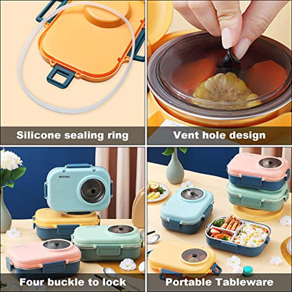Stainless Steel Bento Box with Insulated Lunch Bag, 900 ml Lunch Box & 200 ml Soup Bowl, Blue & Yellow - color: 900ml-Yellow