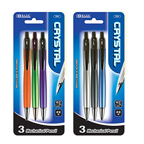 BAZIC Crystal 0.7mm Mechanical Pencil (3/Pack)(Case of 24) - size: 24 Count (Pack of 1)