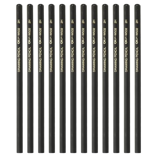 PATIKIL 12Pcs 2H Drawing Pencils for Sketching, Hexagonal Sketch Pencils for Drawing Writing Art Sketching Artists Beginners, Black - style: 2H