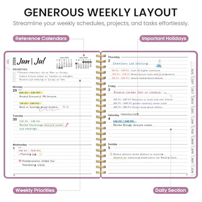 Planner 2026-2027, 8.5" x 11" Weekly and Monthly Academic Year Planner Calendar, July 2026 - June 2027, Hardcover Large School Planning Agenda With Tabs, Perfect for School & Office Supplies, A4, Purple - color: B-Purple, size: A4(8.5"x11")