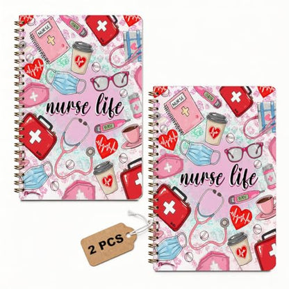 2 Pcs Nurse Gifts Spiral Notebook, A5 Notebook Journal 160 Pages | Nurse Appreciation Gifts Spiral Notepad, Nurses Essentials Aesthetic Notebook Journal, Nursing School Office Supplies - color: Multicolour 0019