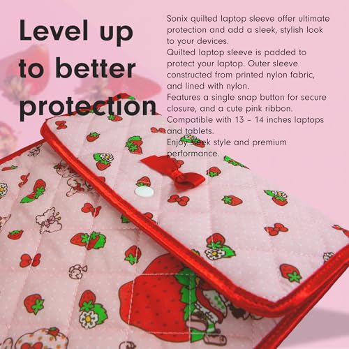 Sonix x Sanrio | Quilted Laptop Sleeve | 13-14 Inch, Quilted Soft Comfy Laptop Carrying Case, Computer Sleeve | My Melody x Strawberry Shortcake (13" - 14") - color: My Melody x Strawberry Shortcake