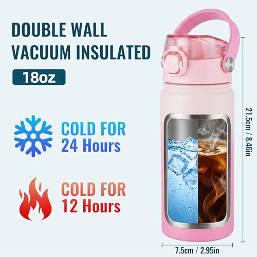 OLDLEY 18oz Insulated Water Bottle with 2-in-1 Straw & Chug Lid, Leakproof Stainless Steel Bottle, Cup Holder Friendly Vacuum Water Bottle for Travel, and School,Blush Ombre - color: Blush Ombre