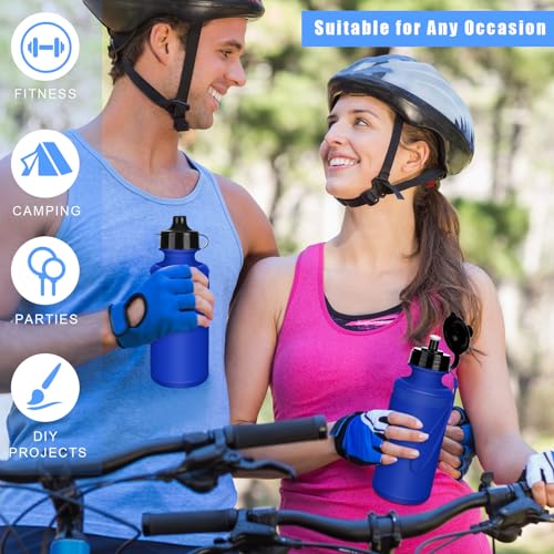 Zubebe 36 Pcs Sports Water Bottles Bulk Squeeze Reusable Plastic Water Bottles Back to School Supplies Summer Gifts for Students School Travel Hiking Cycling Event Team Gift - color: Blue