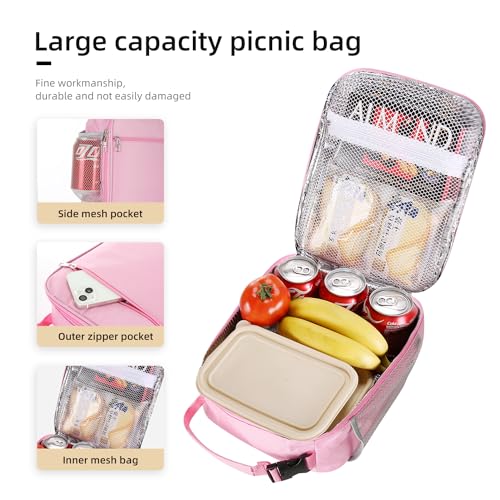 Lovoeo Lunch box Lunch bag for men women Insulated Lunchbox Lunch bags for Work Picnic Travel (Pink) - color: Pink