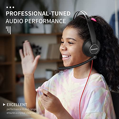 BINNUNE USB Headset with Microphone for PC Computer Laptop Cell Phone, Wired Headphones with Noise Cancelling Mic for Teams Zoom Call Center Office Work from Home