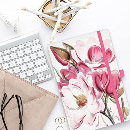 RICCO BELLO Lined Journal Notebook, Pink Magnolia, 5.7 x 8.4-Inches | Hardcover, College Ruled, 96 Sheets / 192 Pages, Pen Holder, For Work & Notes - color: Pink Magnolia
